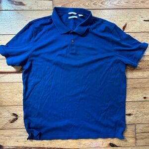 Calvin Klein Blue Polo Shirt Classic Knit Short Sleeve SOFT Liquid Touch